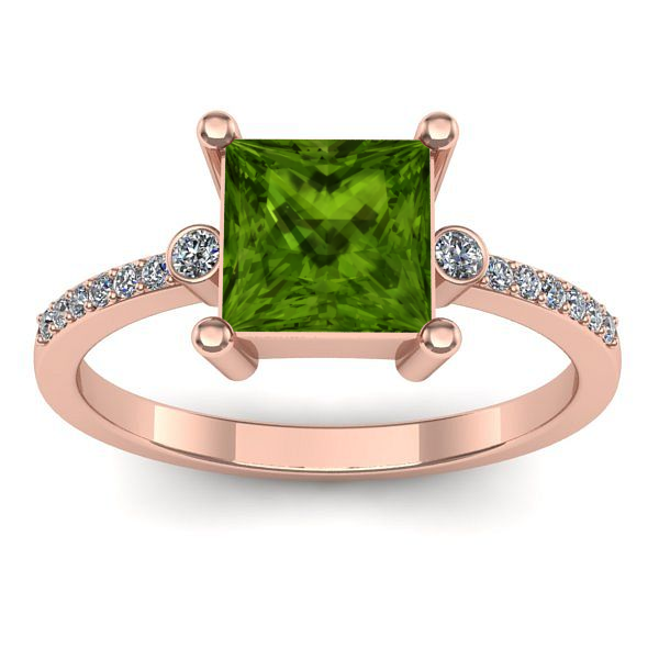 Inel cu peridot patrat