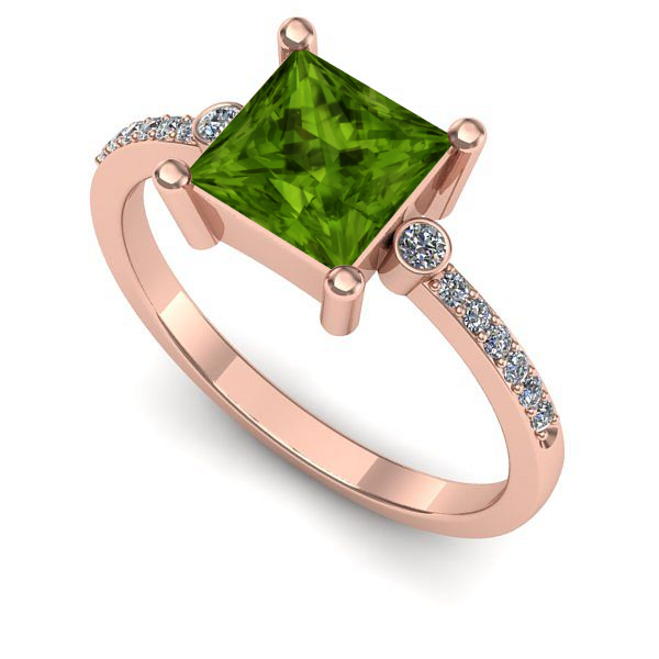 Inel logodna din aur roz cu peridot