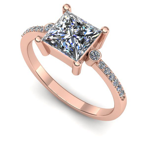 Inel logodna din aur roz cu diamant de laborator