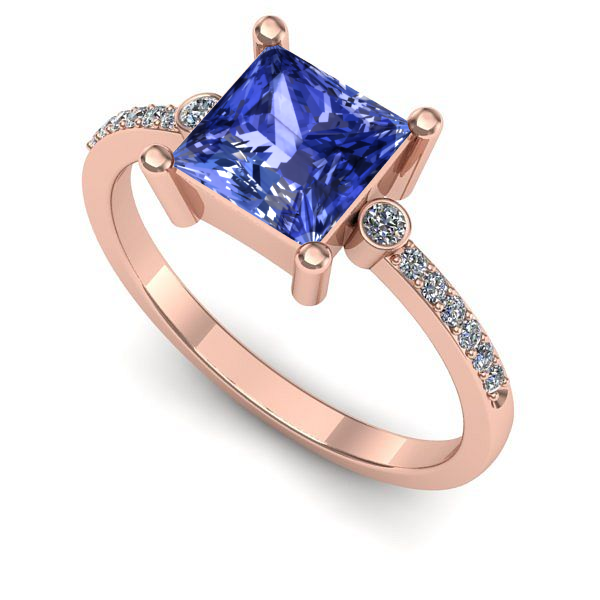 Inel logodna din aur roz cu tanzanit