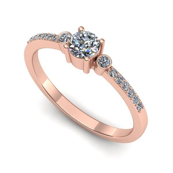 Inel logodna din aur roz cu diamant