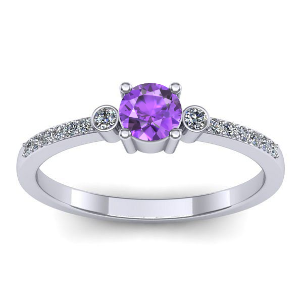 Inel logodna cu ametist rotund