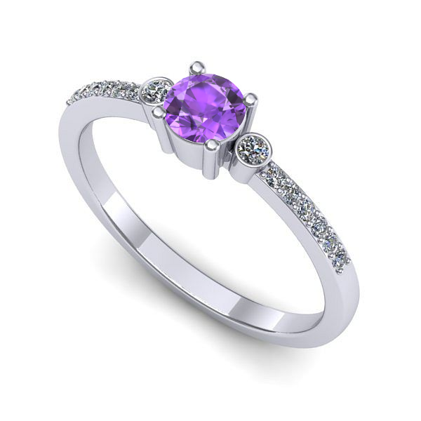 Inel logodna din aur alb cu ametist