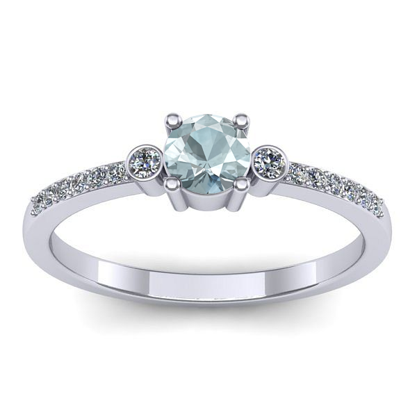 Inel cu aquamarin rotund