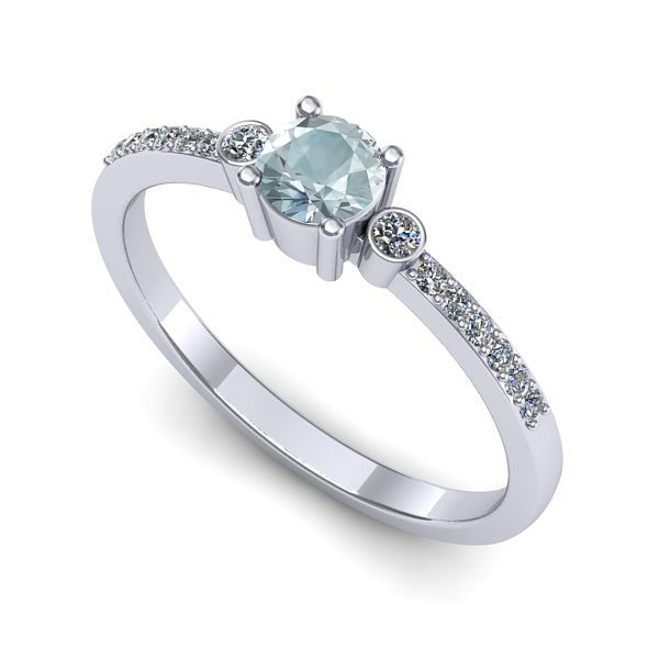 Inel de logodna din aur alb cu aquamarin