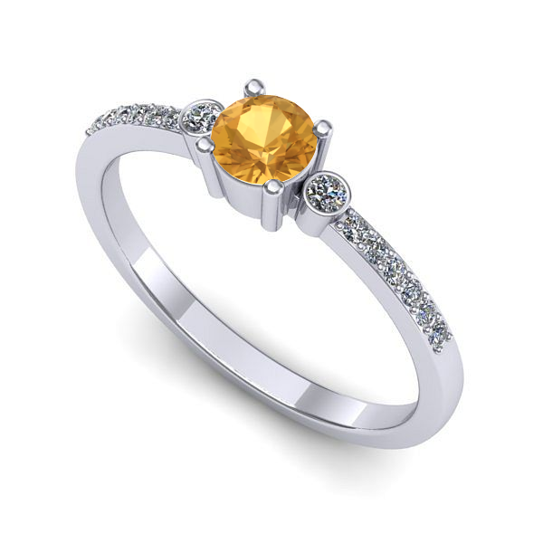 Inel logodna din aur alb cu citrin