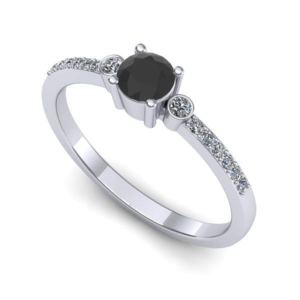 Inel logodna din aur alb cu diamant negru