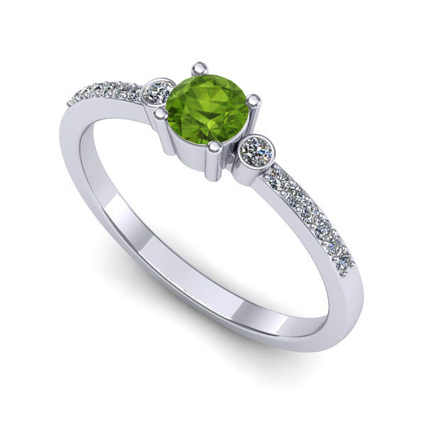 Inel de logodna din aur alb cu peridot