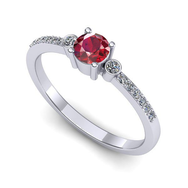 Inel logodna din aur alb cu rubin