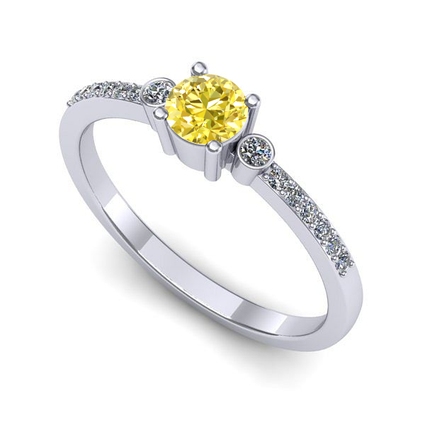 Inel de logodna din aur alb cu safir galben