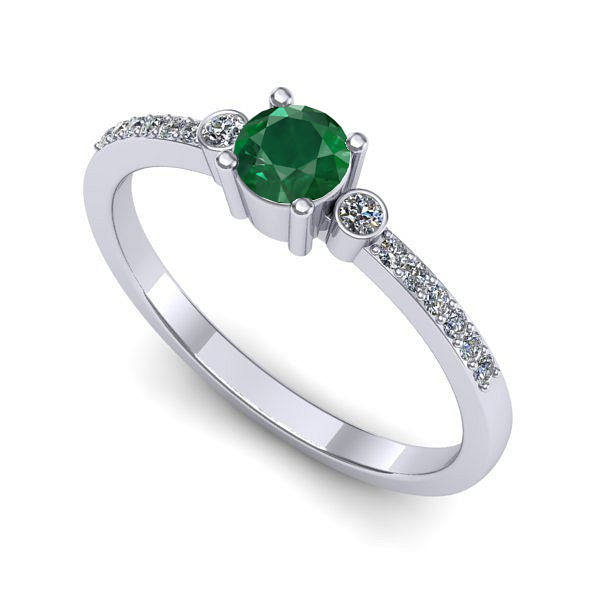 Inel din aur alb cu smarald