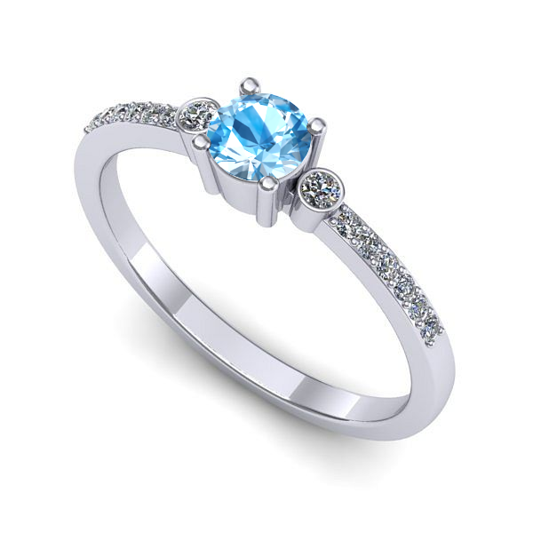 Inel din aur alb cu topaz blue