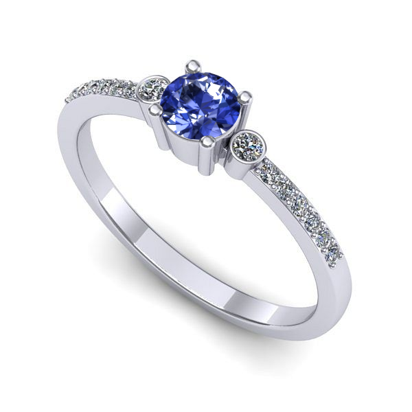 Inel din aur alb cu tanzanit