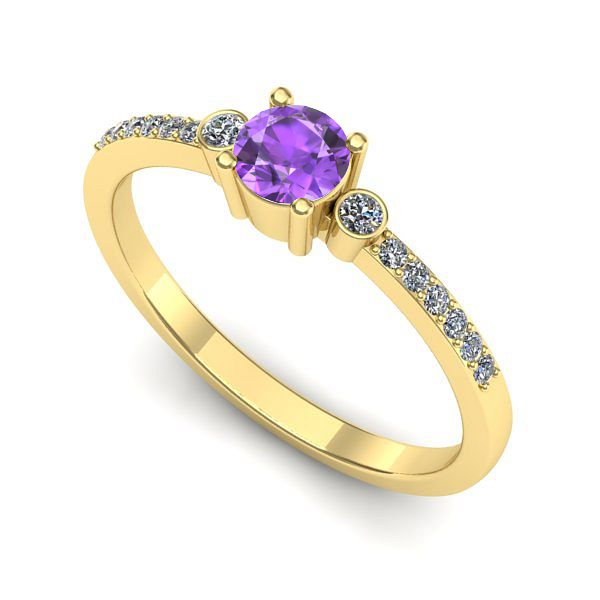 Inel de logodna din aur galben cu ametist