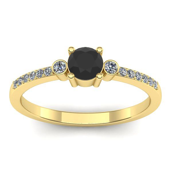 Inel logodna cu diamant negru rotund
