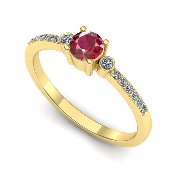 Inel logodna din aur galben cu rubin