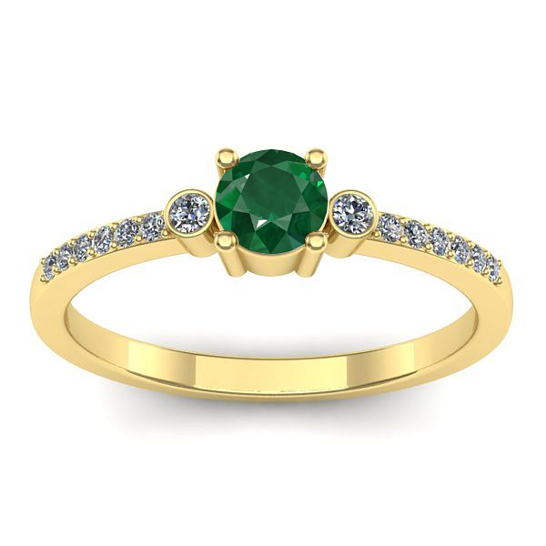 Inel logodna cu smarald rotund