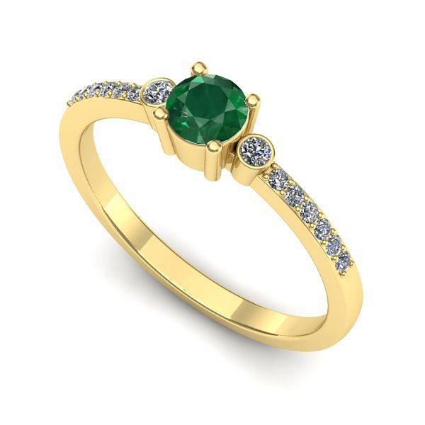 Inel logodna din aur galben cu smarald
