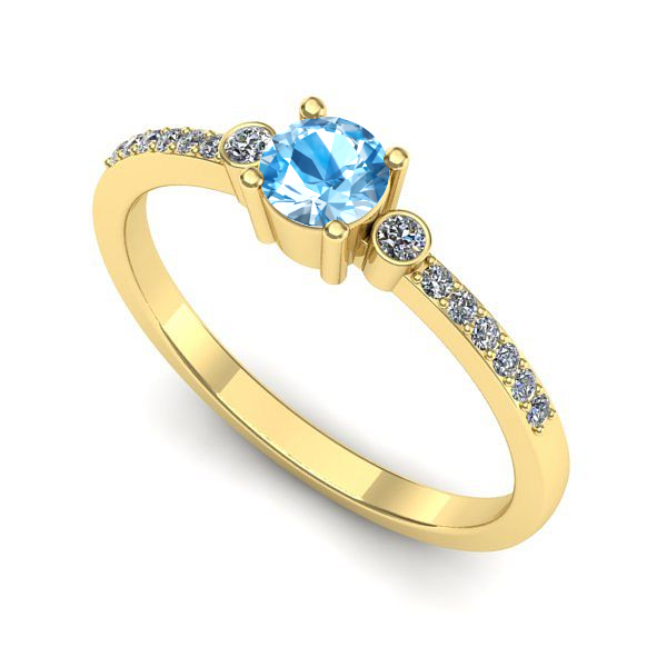 Inel logodna din aur galben cu topaz blue