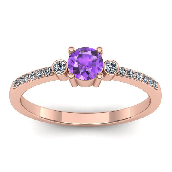 Inel logodna cu ametist rotund
