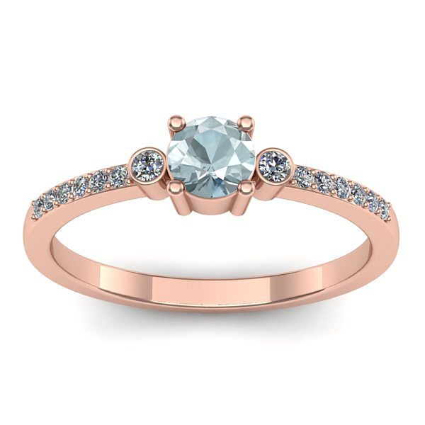 Inel logodna cu aquamarin rotund