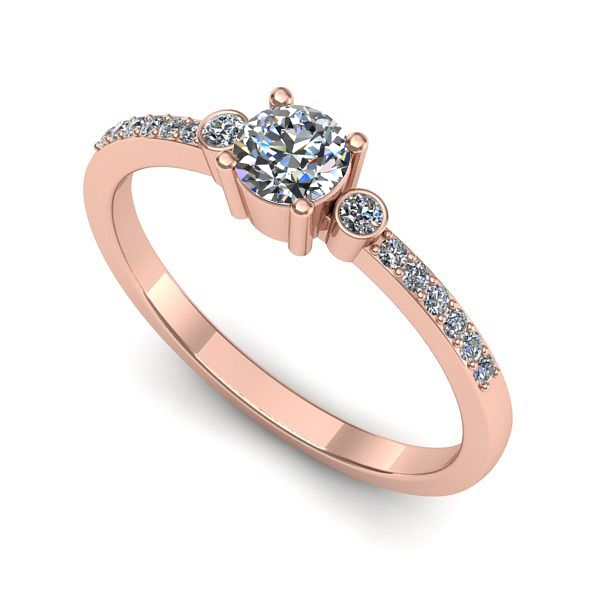 Inel din aur roz cu diamant