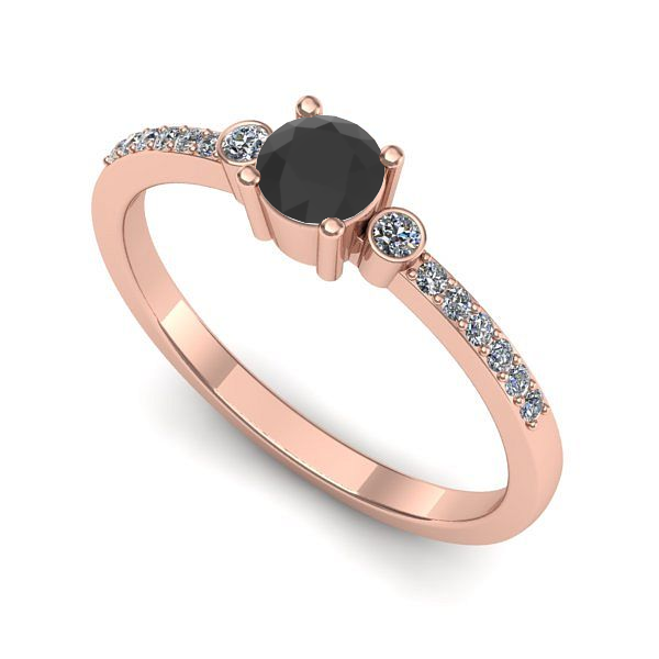 Inel logodna din aur roz cu diamant negru