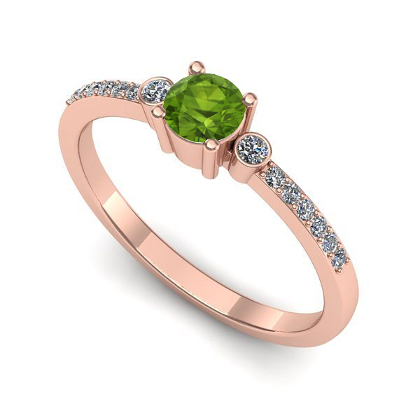 Inel de logodna din aur roz cu peridot