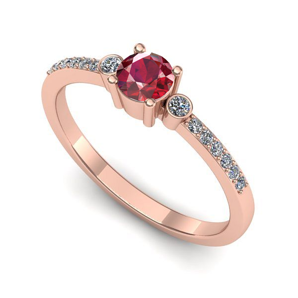 Inel logodna din aur roz cu rubin