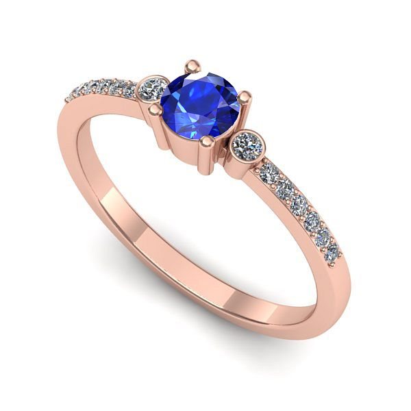 Inel logodna din aur roz cu safir