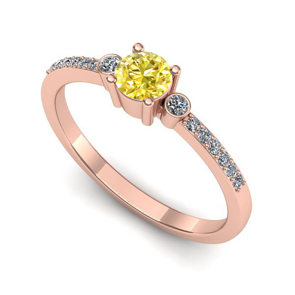 Inel logodna din aur roz cu safir galben