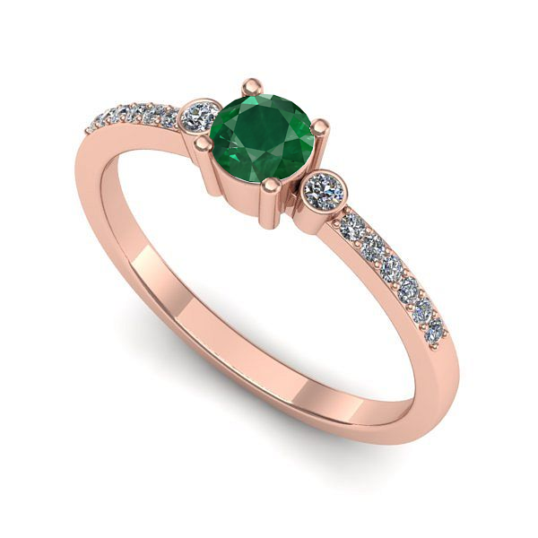 Inel din aur roz cu smarald