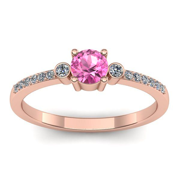 Inel cu safir roz rotund