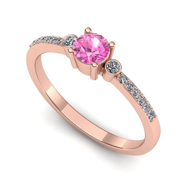 Inel de logodna din aur roz cu safir roz
