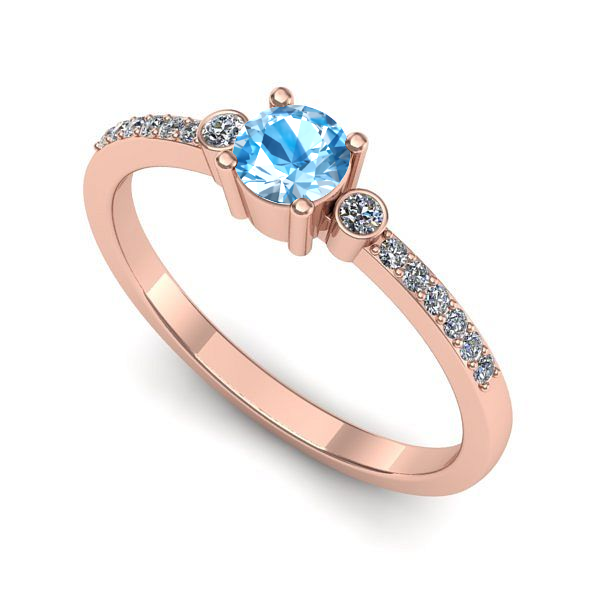Inel din aur roz cu topaz blue
