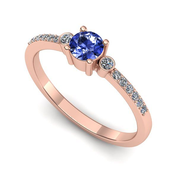 Inel de logodna din aur roz cu tanzanit