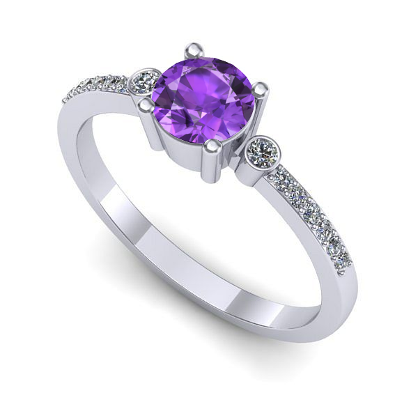 Inel de logodna din aur alb cu ametist