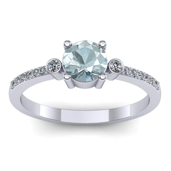 Inel de logodna cu aquamarin rotund