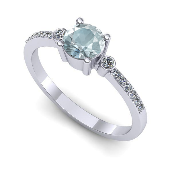 Inel logodna din aur alb cu aquamarin