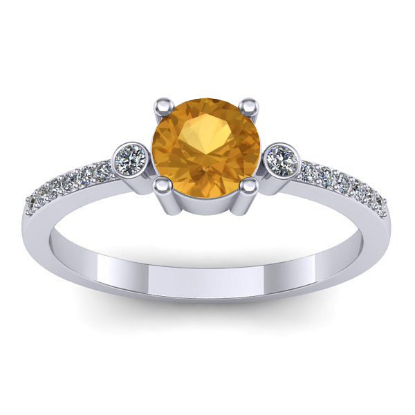 Inel logodna cu citrin rotund