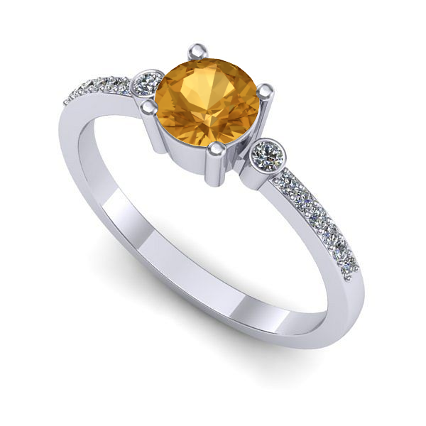 Inel logodna din aur alb cu citrin