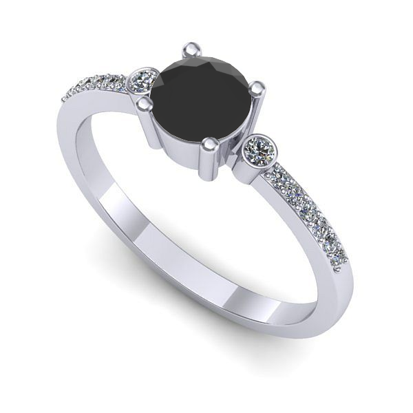 Inel de logodna din aur alb cu diamant negru