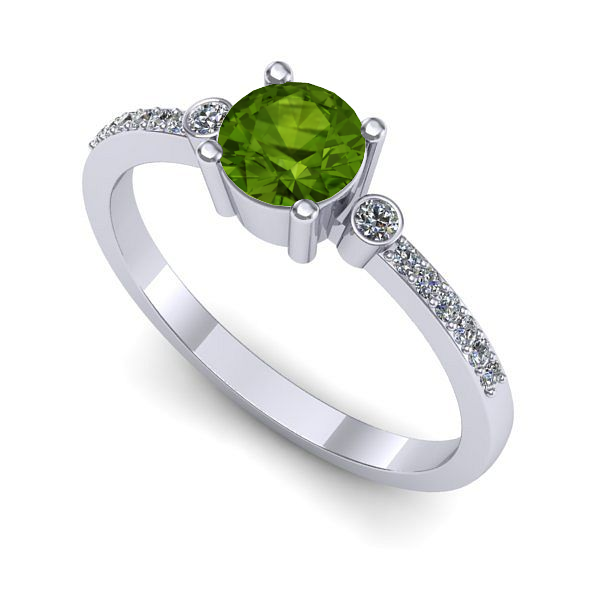 Inel de logodna din aur alb cu peridot