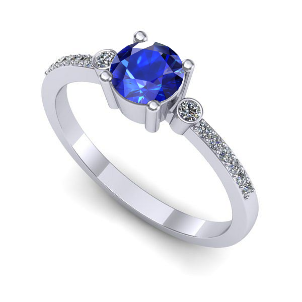 Inel logodna din aur alb cu safir