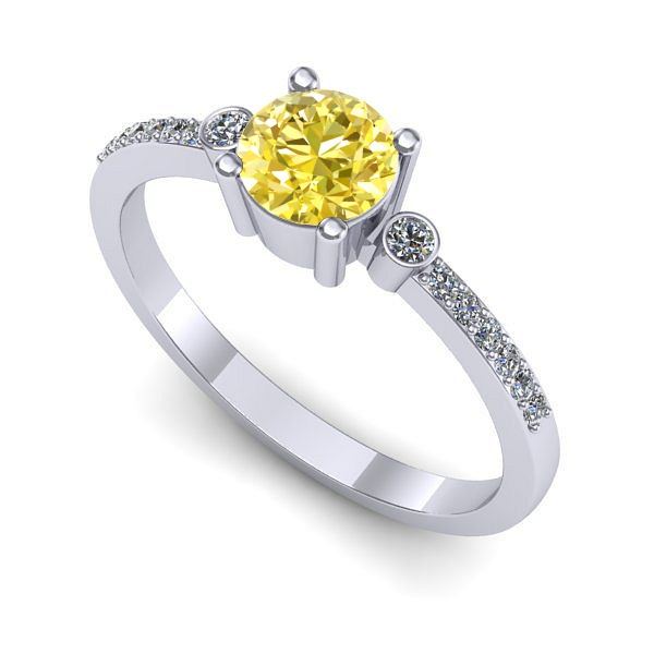 Inel logodna din aur alb cu safir galben