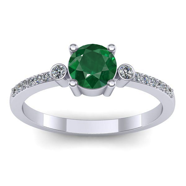 Inel de logodna cu smarald rotund