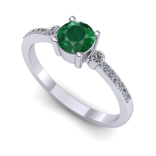 Inel de logodna din aur alb cu smarald