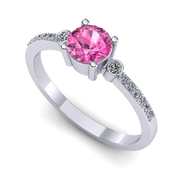 Inel din aur alb cu safir roz