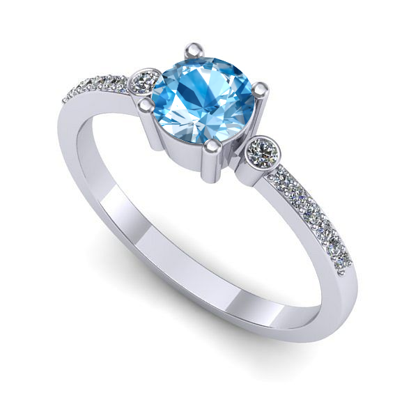 Inel logodna din aur alb cu topaz blue