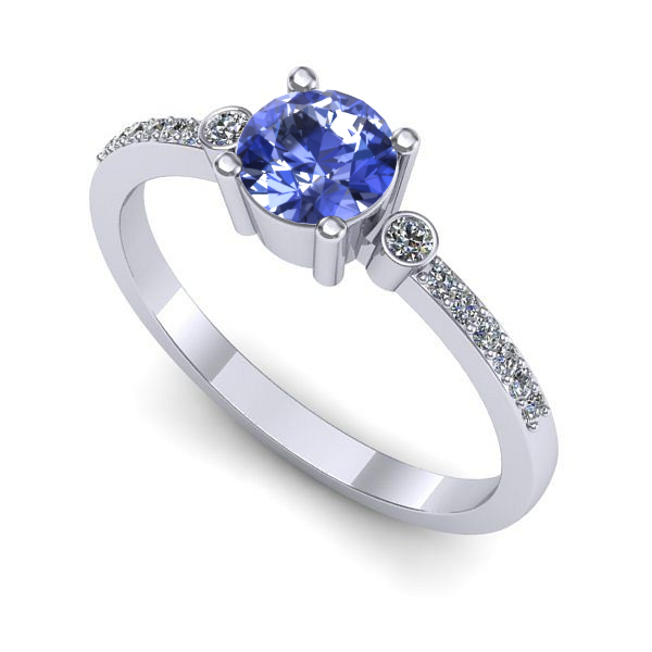 Inel logodna din aur alb cu tanzanit